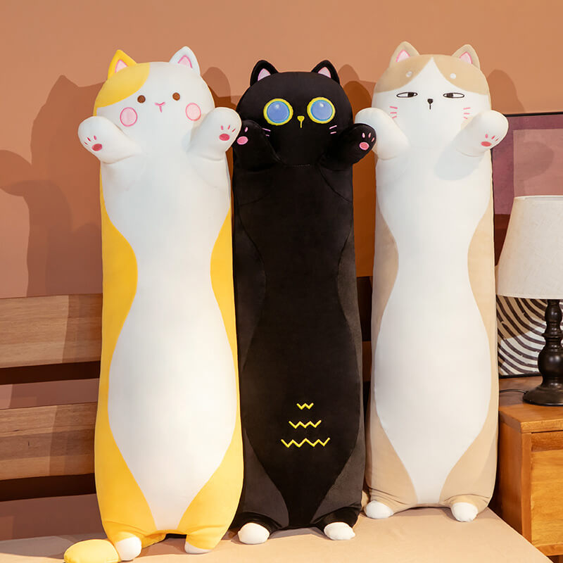 Süßes langes Plüschkissen mit Katze – Toy Triver