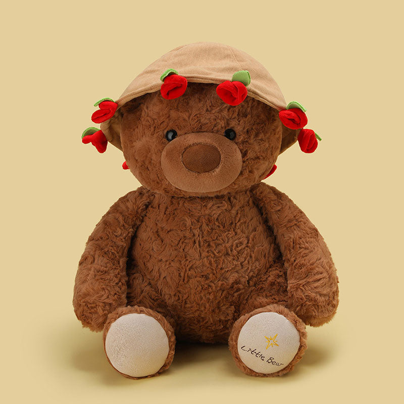 Cute Teddy Bear Plush Toy with Red Rose