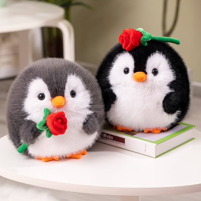 Cute Rose Penguin Plush Toy - Soft, Adorable & Huggable Stuffed Animal Toy Triver Cute Rose Penguin Plush Toy - Soft, Adorable & Huggable Stuffed Animal Toy Triver