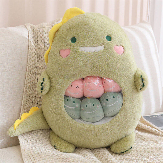 A Bag of Kawaii Green Dinosaur Throw Pillow Plush Toys Stuffed Doll toy triver