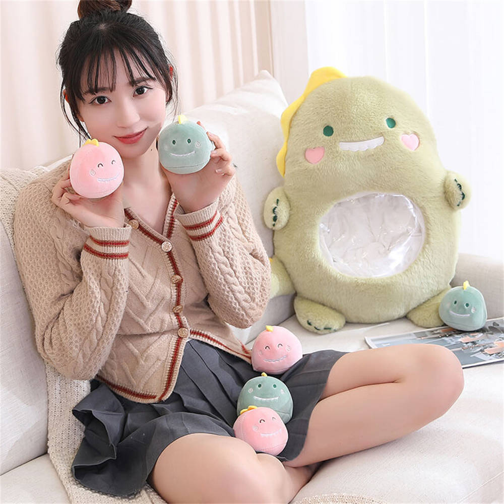 A Bag of Kawaii Green Dinosaur Throw Pillow Plush Toys Stuffed Doll toy triver