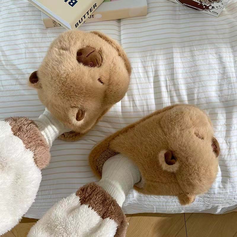 Adorable Capybara Plush Slippers toy triver