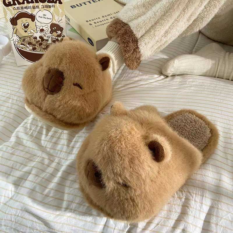 Adorable Capybara Plush Slippers toy triver