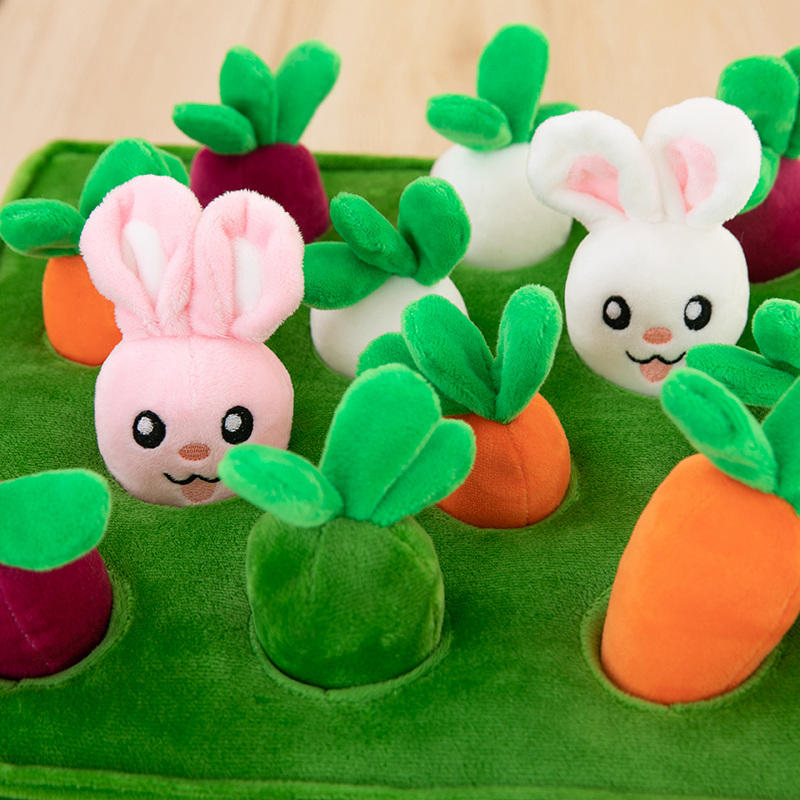 Kawaii Carrot Pull Radish Bunny Plush Toys Stuffed Animals Doll Pet Dog Cat Chew Toy toy triver