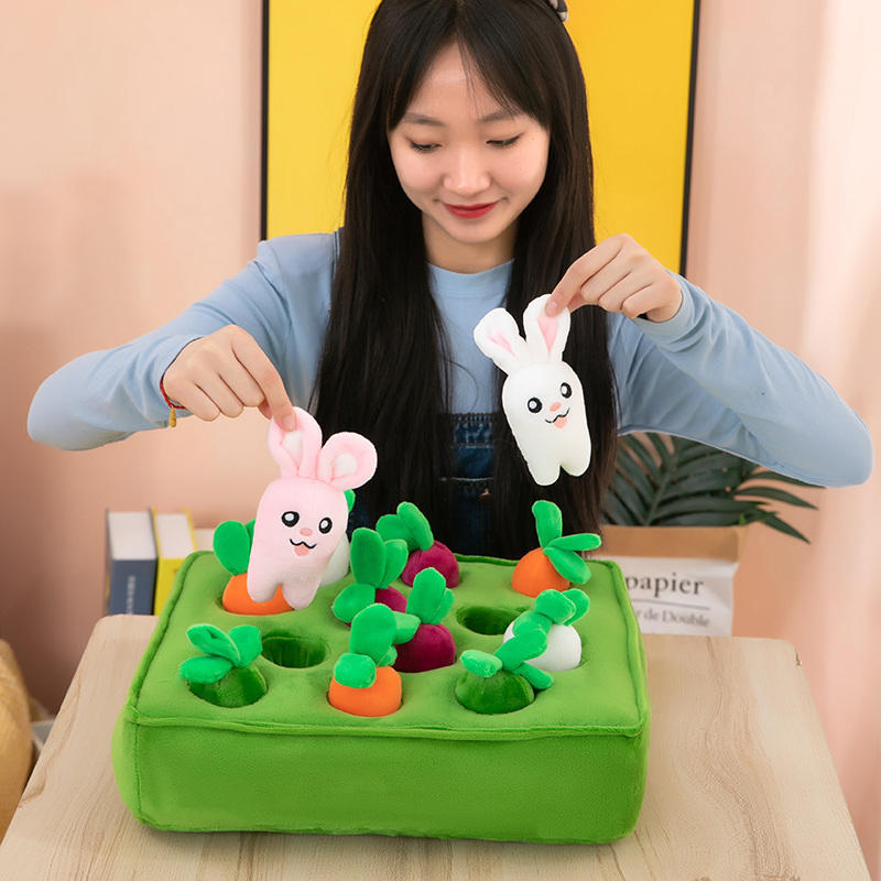 Kawaii Carrot Pull Radish Bunny Plush Toys Stuffed Animals Doll Pet Dog Cat Chew Toy toy triver