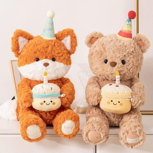 Cute Birthday Bear Fox Plush toy triver