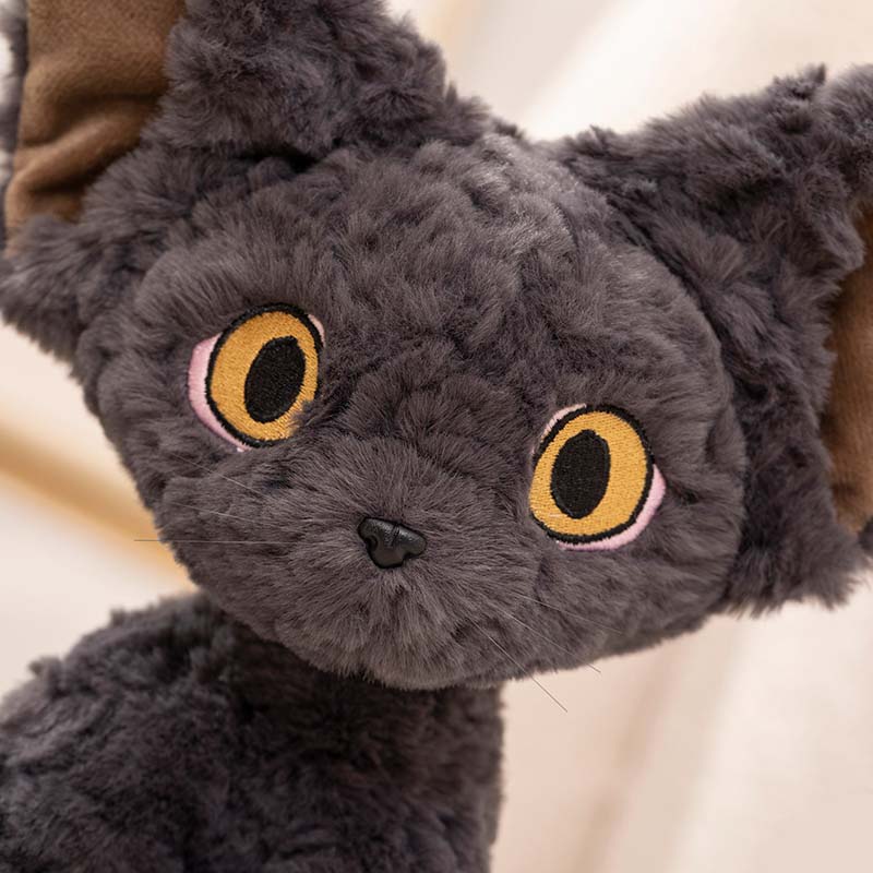 Cute Black Devon Rex Cat Plush Toy toy triver