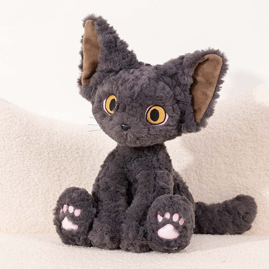 Cute Black Devon Rex Cat Plush Toy toy triver