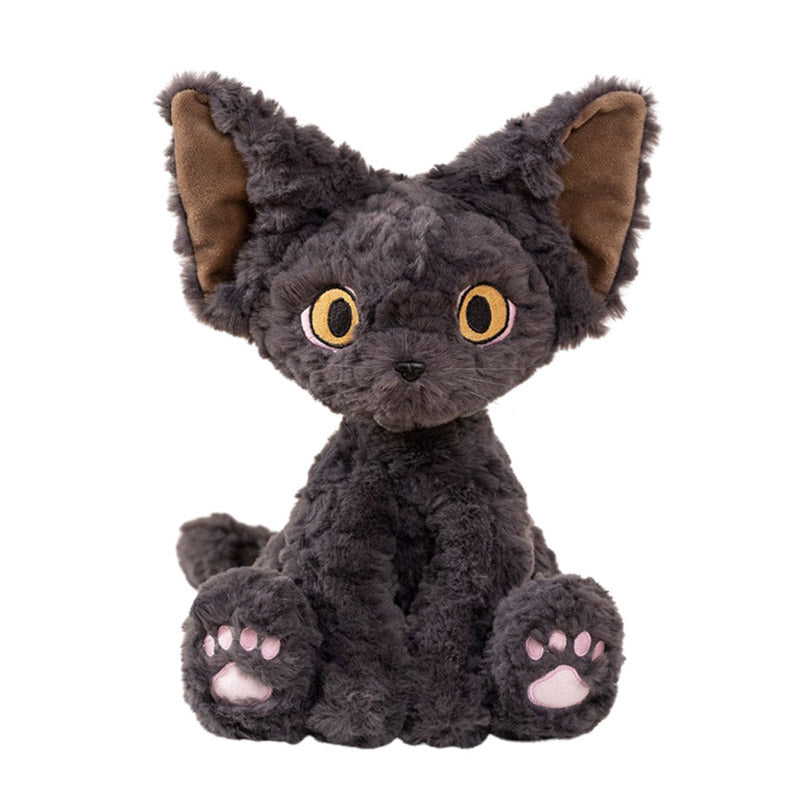 Cute Black Devon Rex Cat Plush Toy toy triver