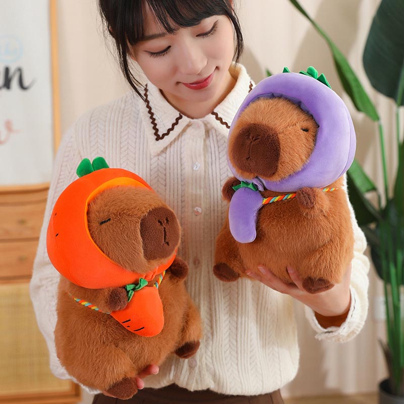 Cute Capybara with Vegetable Hat Plush Toy toy triver