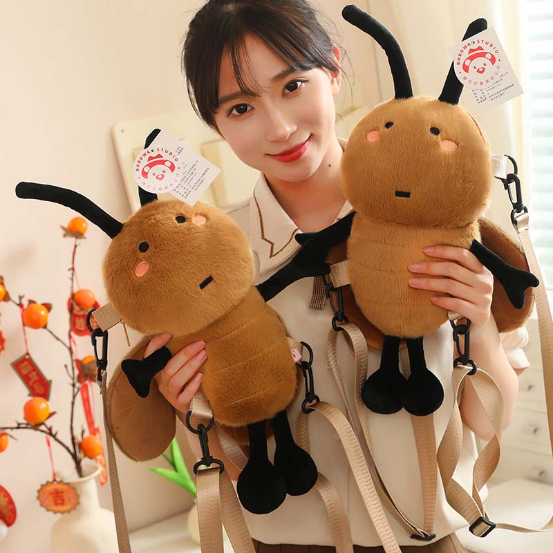 Cute Cockroach Backpack Plush Bag toy triver