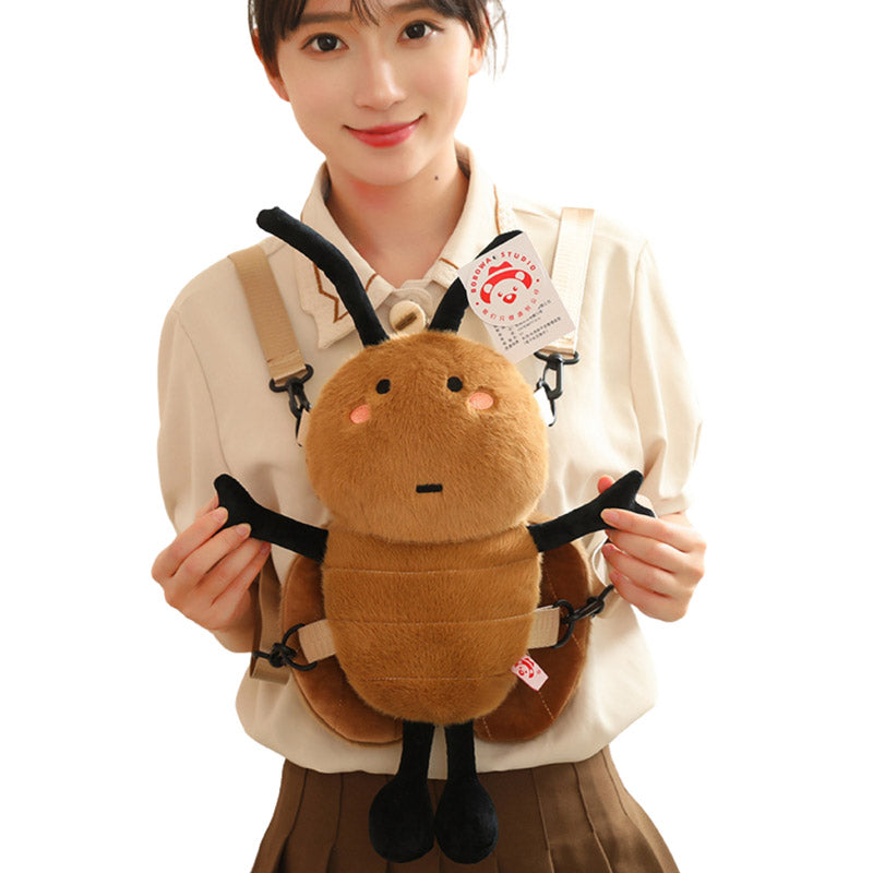 Cute Cockroach Backpack Plush Bag toy triver