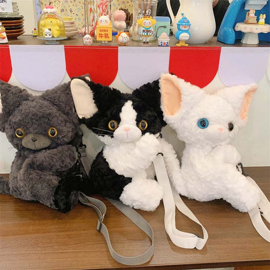 Cute Devon Rex Cat Plush Crossbody Bag toy triver