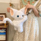 Cute Devon Rex Cat Plush Crossbody Bag toy triver