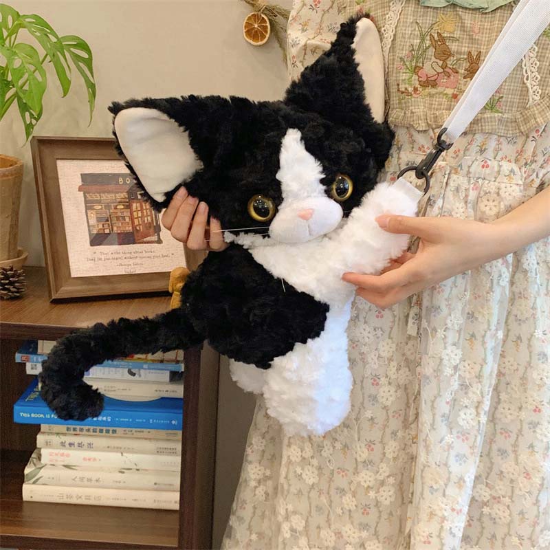 Cute Devon Rex Cat Plush Crossbody Bag toy triver