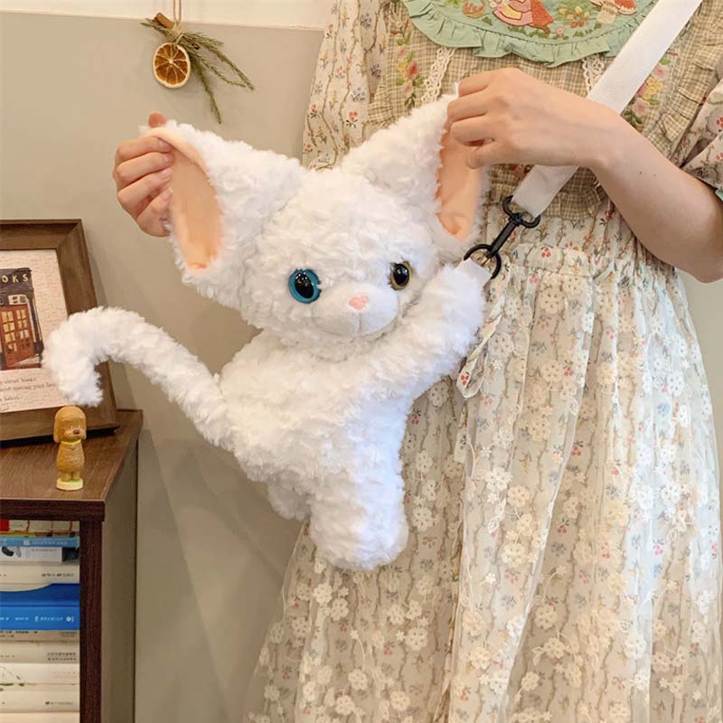 Cute Devon Rex Cat Plush Crossbody Bag toy triver