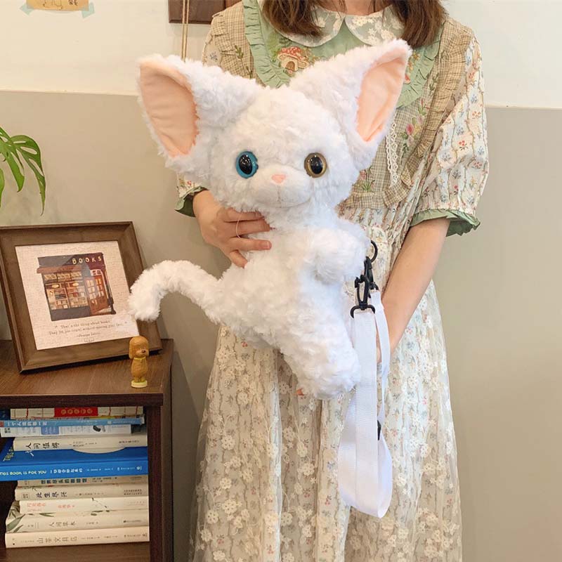 Cute Devon Rex Cat Plush Crossbody Bag toy triver