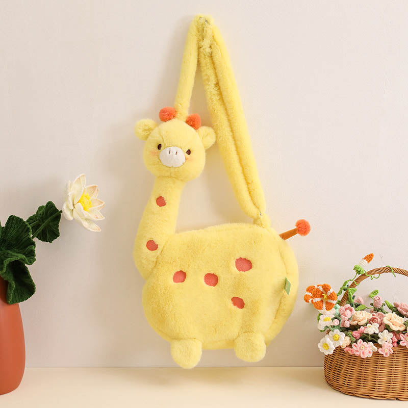 Cute Giraffe Crossbody Shoulder Plush Bag toy triver