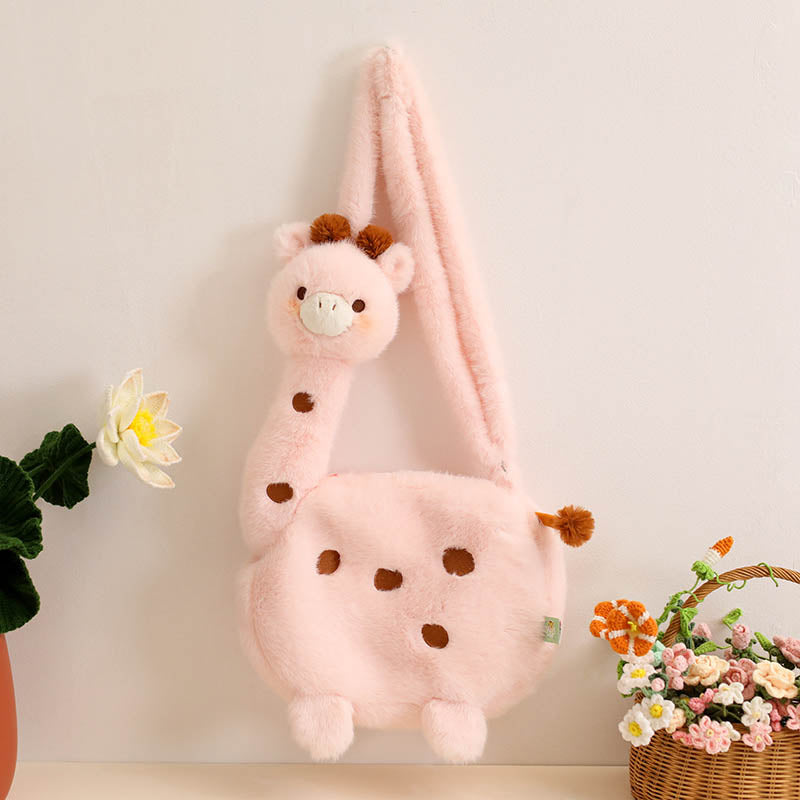 Cute Giraffe Crossbody Shoulder Plush Bag toy triver