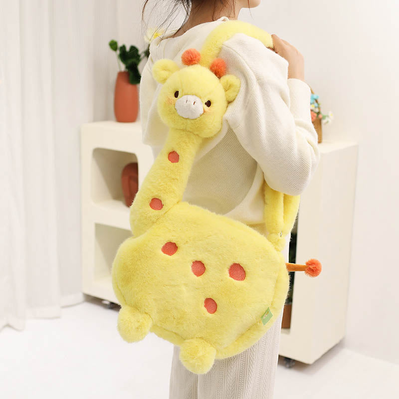 Cute Giraffe Crossbody Shoulder Plush Bag toy triver