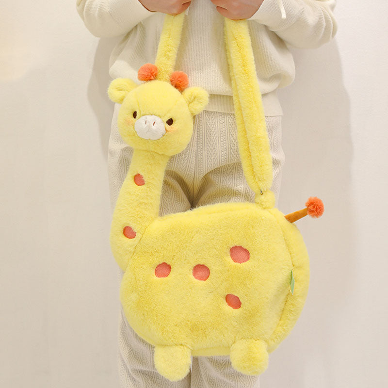 Cute Giraffe Crossbody Shoulder Plush Bag toy triver