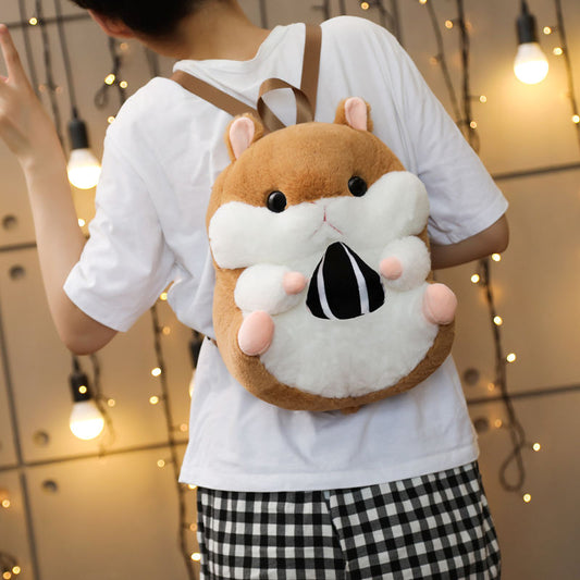 Cute Hamster Shoulder Backpack School Bag Plush toy triver
