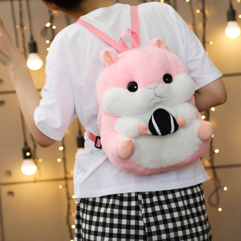 Cute Hamster Shoulder Backpack School Bag Plush toy triver