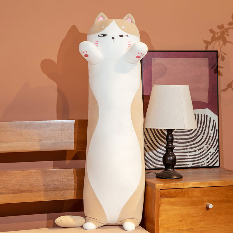 Süßes langes Plüschkissen mit Katze – Toy Triver