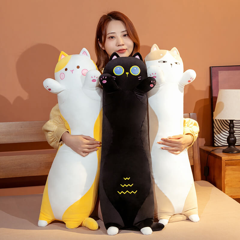 Cute Long Cat Stuffed Animal Plush Pillow Bolster toy triver