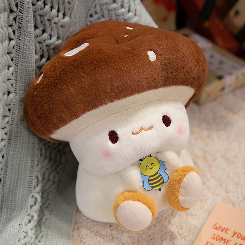 Cute Mushroom Plush Toy with Bee