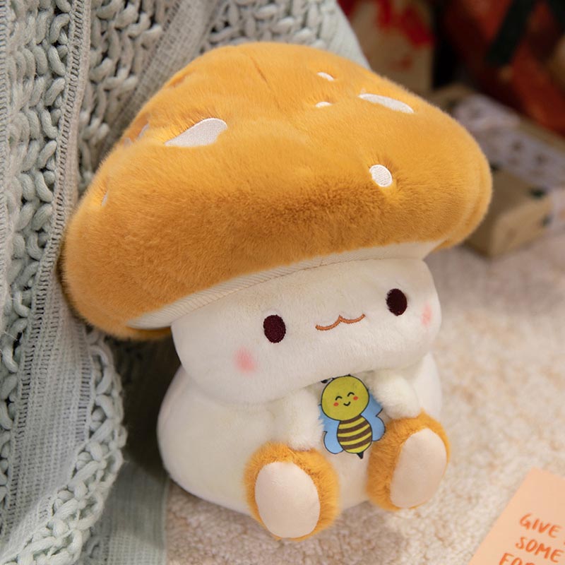 Cute Mushroom Plush Toy with Bee