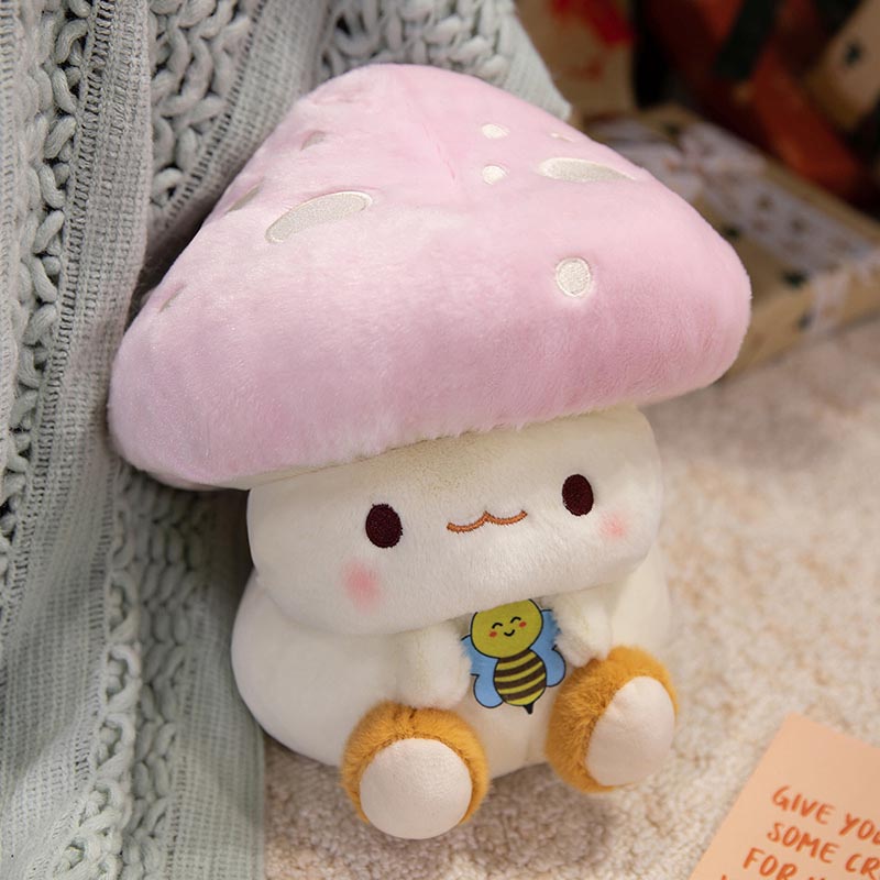 Cute Mushroom Plush Toy with Bee