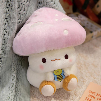 Cute Mushroom Plush Toy with Bee