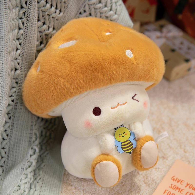 Cute Mushroom Plush Toy with Bee