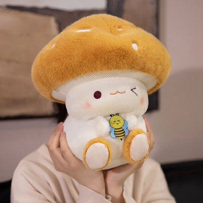 Cute Mushroom Plush Toy with Bee