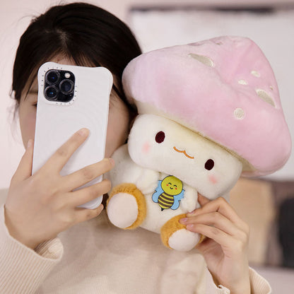 Cute Mushroom Plush Toy with Bee