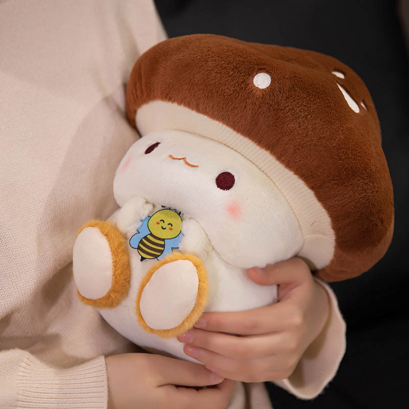 Cute Mushroom Plush Toy with Bee