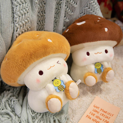 Cute Mushroom Plush Toy with Bee