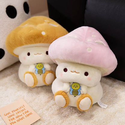 Cute Mushroom Plush Toy with Bee