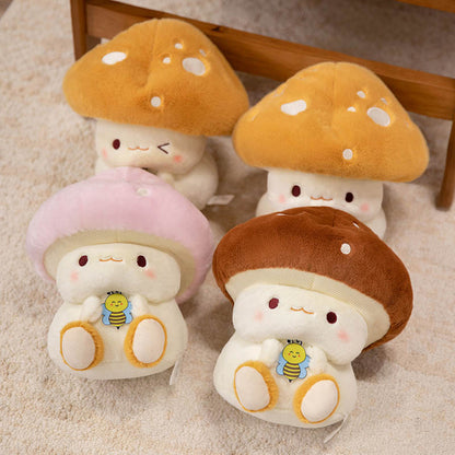 Cute Mushroom Plush Toy with Bee