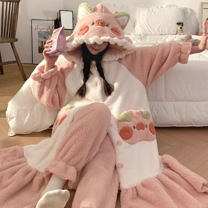 Cute Pig Hoodie Pajamas Plush toy triver