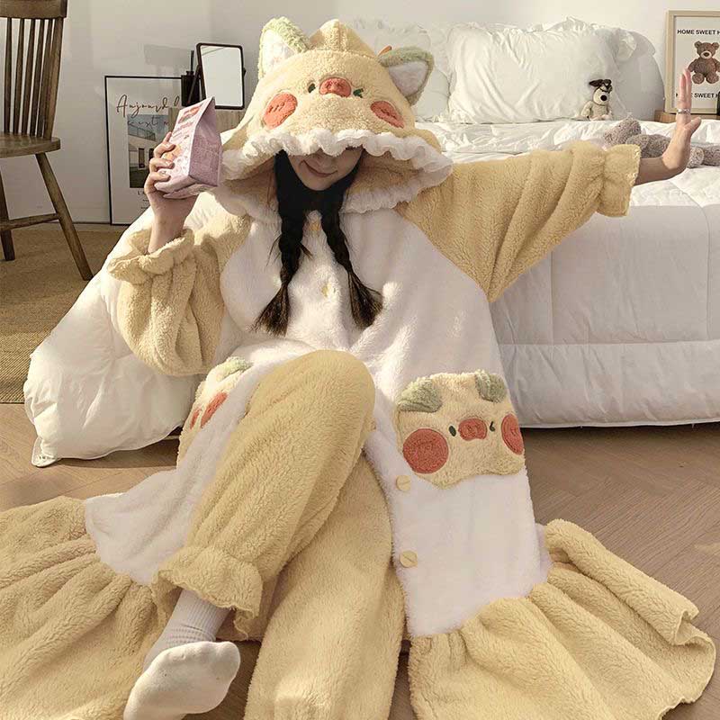 Cute Pig Hoodie Pajamas Plush toy triver