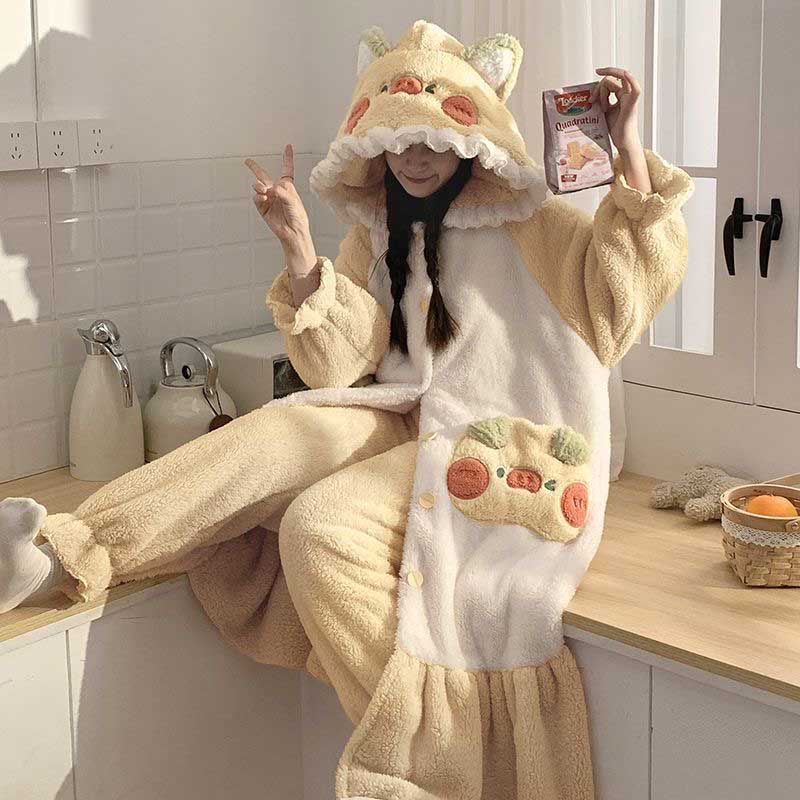 Cute Pig Hoodie Pajamas Plush toy triver