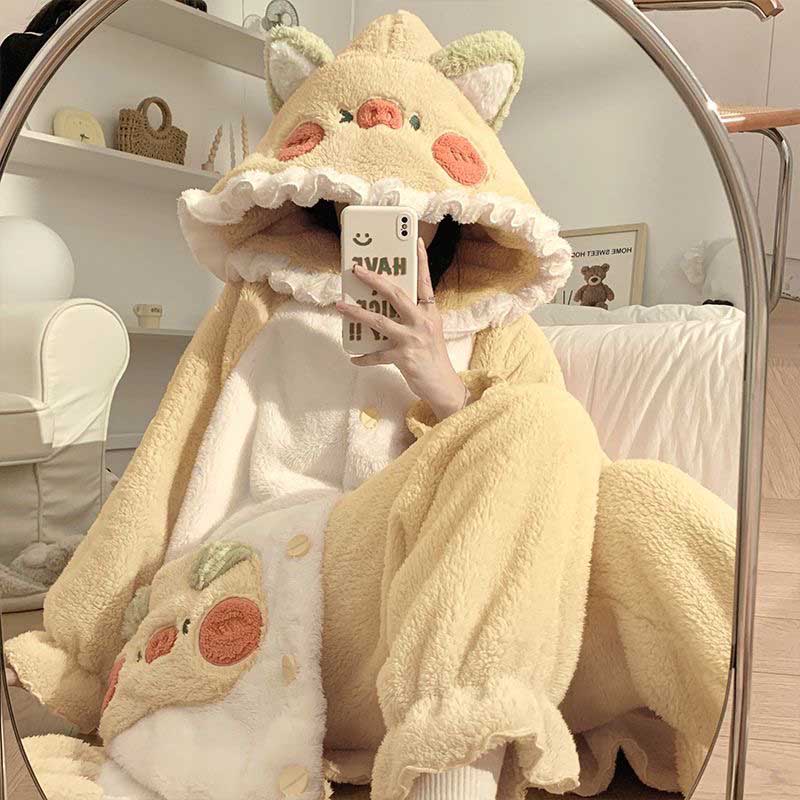 Cute Pig Hoodie Pajamas Plush toy triver