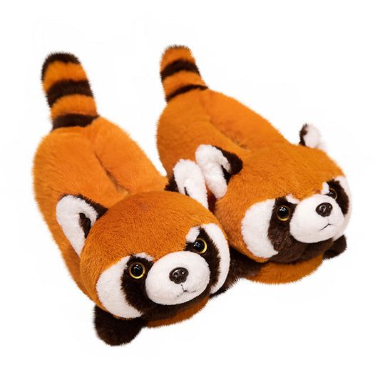 Cute Red Panda Plush Slippers toy triver