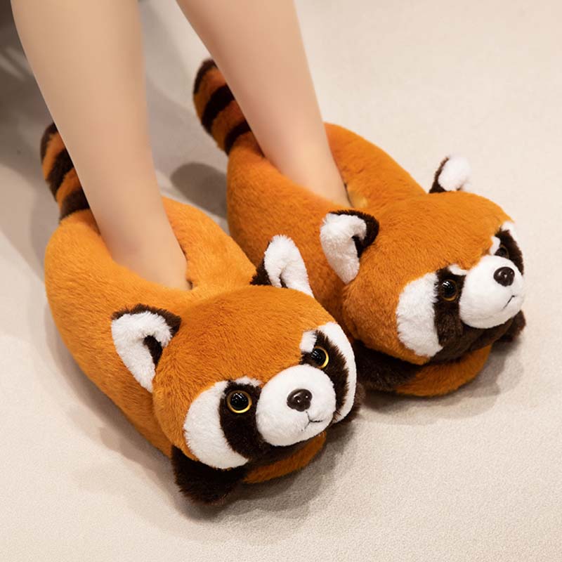 Cute Red Panda Plush Slippers toy triver