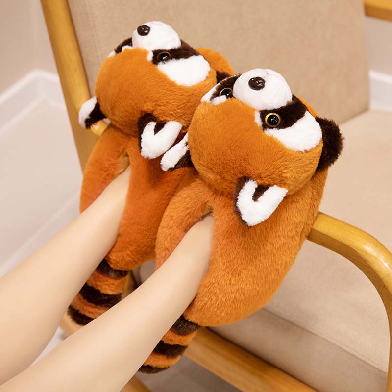 Cute Red Panda Plush Slippers toy triver