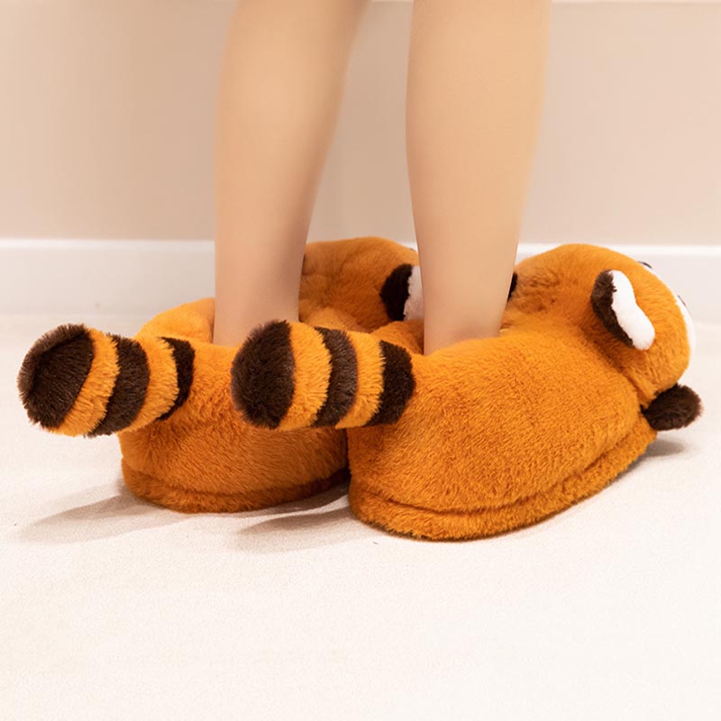 Cute Red Panda Plush Slippers toy triver