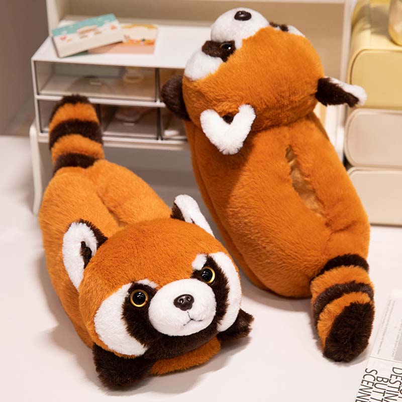 Cute Red Panda Plush Slippers toy triver