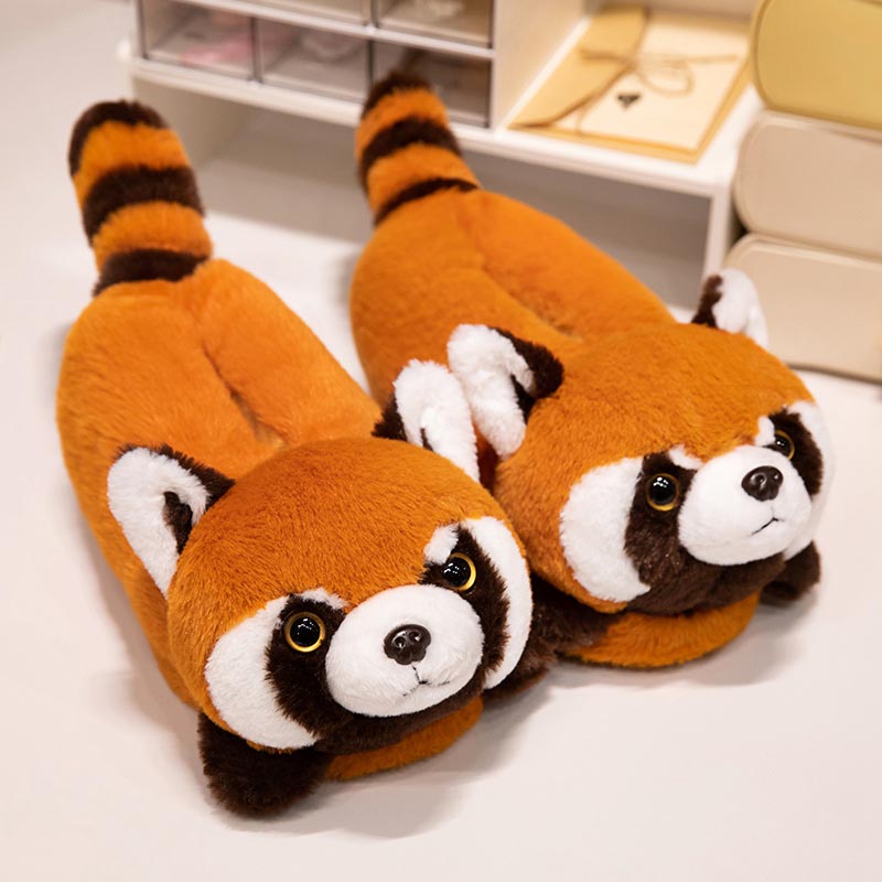 Cute Red Panda Plush Slippers toy triver